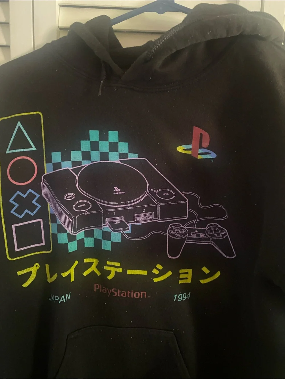 Sony Black Hoodie with Multicolor Retro PlayStation Graphic
